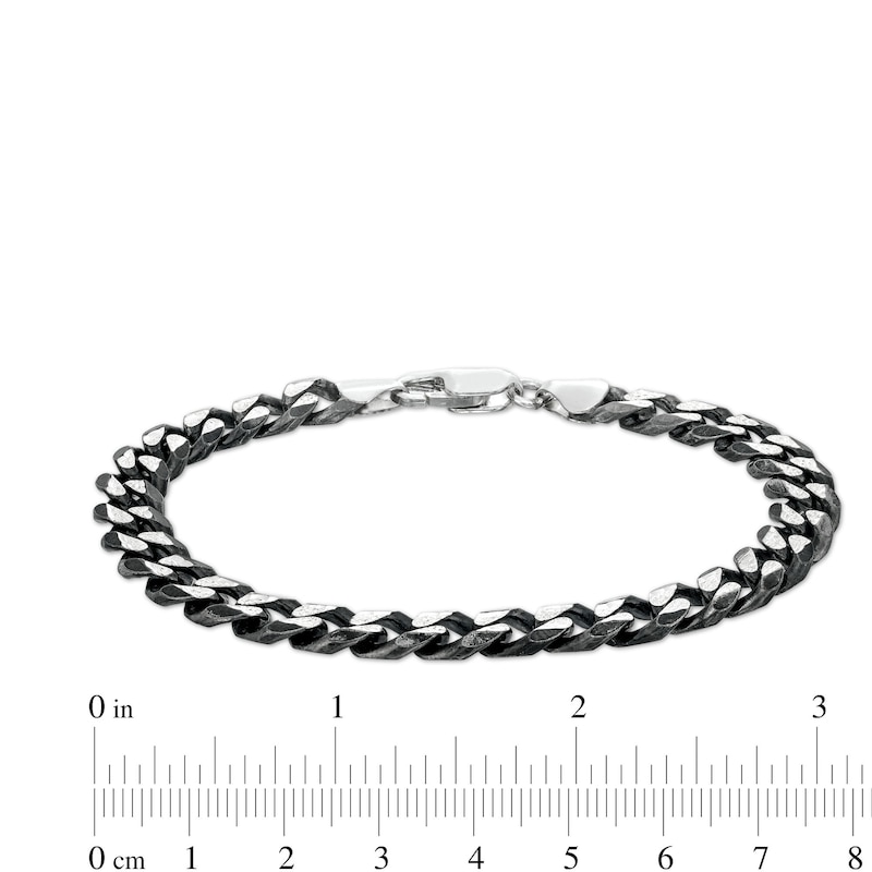 Main Image 4 of Men's 8.1mm Diamond-Cut Curb Chain Necklace and Bracelet Set in Solid Sterling Silver with Black Ruthenium
