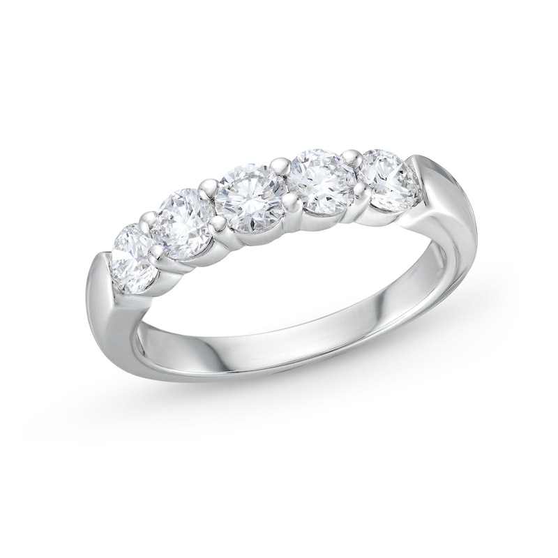 Main Image 1 of 1 CT. T.W. Certified Lab-Grown Diamond Five Stone Band in 10K White Gold (F/SI2)