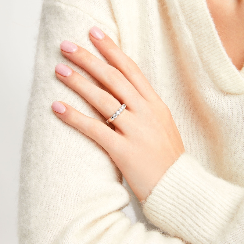 Main Image 2 of 1 CT. T.W. Certified Lab-Grown Diamond Five Stone Band in 10K White Gold (F/SI2)
