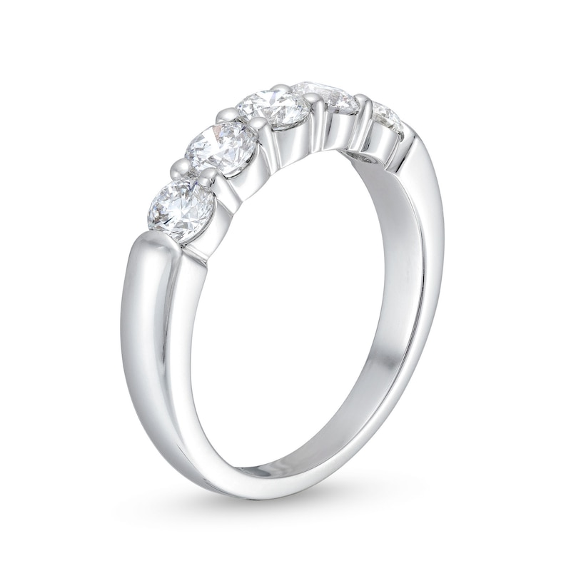 Main Image 3 of 1 CT. T.W. Certified Lab-Grown Diamond Five Stone Band in 10K White Gold (F/SI2)