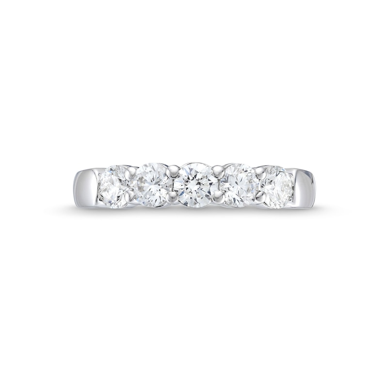 Main Image 4 of 1 CT. T.W. Certified Lab-Grown Diamond Five Stone Band in 10K White Gold (F/SI2)
