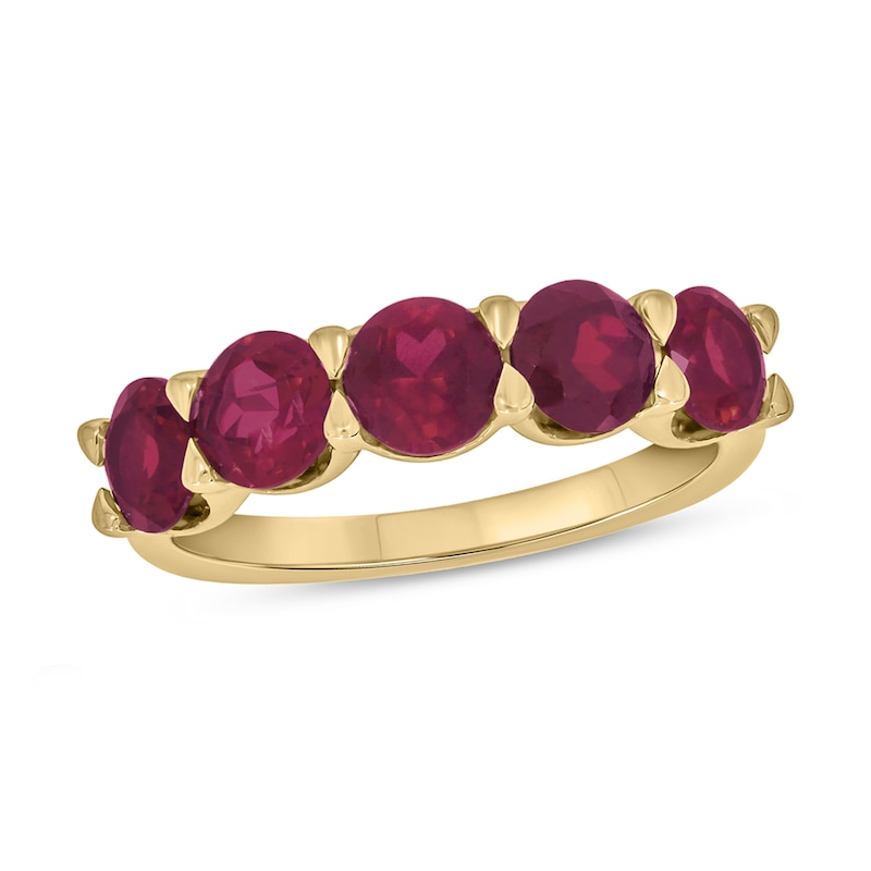 Main Image 1 of 5.0mm Lab-Created Ruby Five Stone Band in 10K Gold