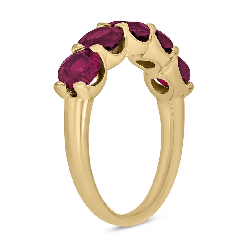 Main Image 2 of 5.0mm Lab-Created Ruby Five Stone Band in 10K Gold