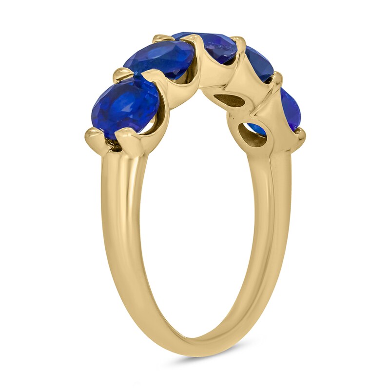 Main Image 2 of 5.0mm Blue Lab-Created Sapphire Five Stone Band in 10K Gold