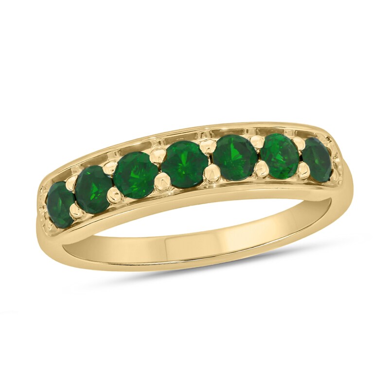 Main Image 1 of 3.0mm Lab-Created Emerald Seven Stone Sideways Bar Band in 10K Gold