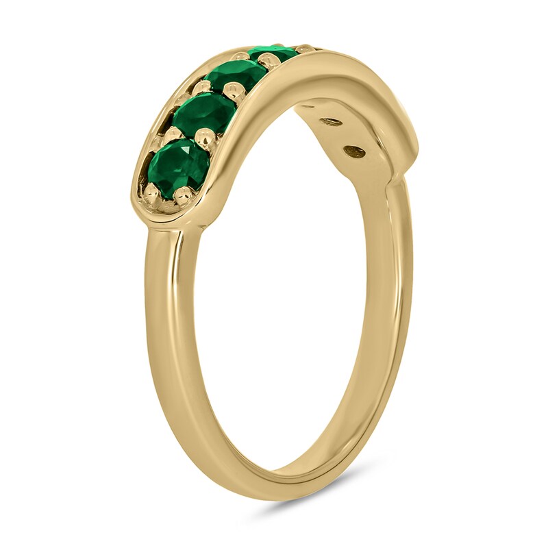 Main Image 2 of 3.0mm Lab-Created Emerald Seven Stone Sideways Bar Band in 10K Gold