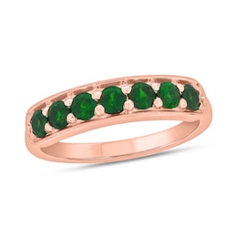 3.0mm Lab-Created Emerald Seven Stone Sideways Bar Band in 10K Rose Gold