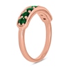 Thumbnail Image 2 of 3.0mm Lab-Created Emerald Seven Stone Sideways Bar Band in 10K Rose Gold