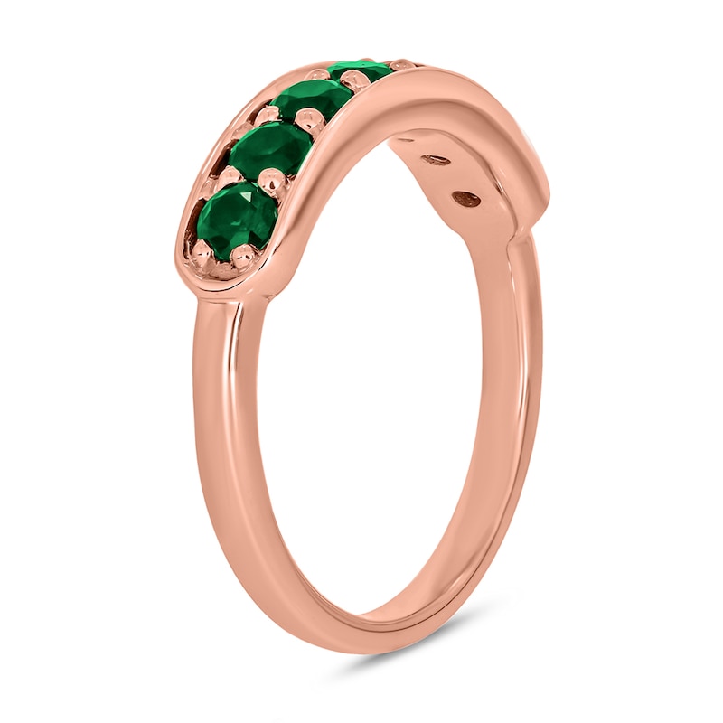 Main Image 2 of 3.0mm Lab-Created Emerald Seven Stone Sideways Bar Band in 10K Rose Gold