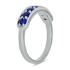 Thumbnail Image 2 of 3.0mm Blue Lab-Created Sapphire Seven Stone Sideways Bar Band in 10K White Gold