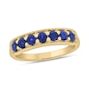 Thumbnail Image 1 of 3.0mm Blue Lab-Created Sapphire Seven Stone Sideways Bar Band in 10K Gold