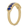 Thumbnail Image 2 of 3.0mm Blue Lab-Created Sapphire Seven Stone Sideways Bar Band in 10K Gold