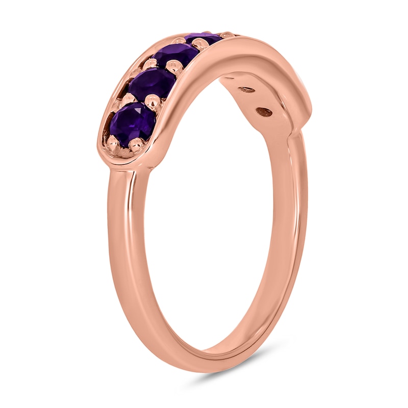 Main Image 2 of 3.0mm Amethyst Seven Stone Sideways Bar Band in 10K Rose Gold