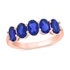Thumbnail Image 1 of Oval Blue Lab-Created Sapphire Five Stone Band in 10K Rose Gold
