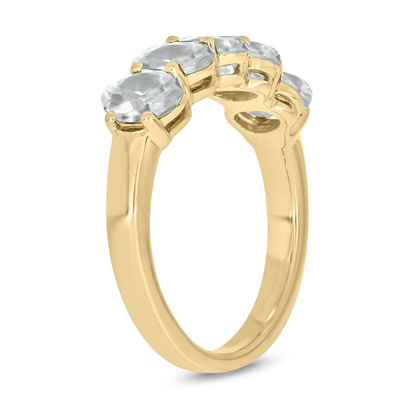 Main Image 2 of Oval White Lab-Created Sapphire Five Stone Band in 10K Gold