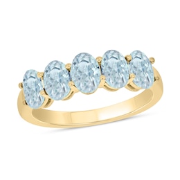 Oval Aquamarine Five Stone Band in 10K Gold