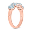 Thumbnail Image 1 of Oval Aquamarine Five Stone Band in 10K Rose Gold