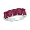 Thumbnail Image 1 of Emerald-Cut Lab-Created Ruby Five Stone Band in 10K White Gold