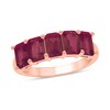 Thumbnail Image 1 of Emerald-Cut Lab-Created Ruby Five Stone Band in 10K Rose Gold