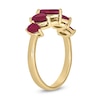 Thumbnail Image 2 of Pear-Shaped Lab-Created Ruby Graduated Five Stone Band in 10K Gold