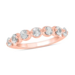3.5mm White Lab-Created Sapphire Bubbles Seven Stone Band in 10K Rose Gold
