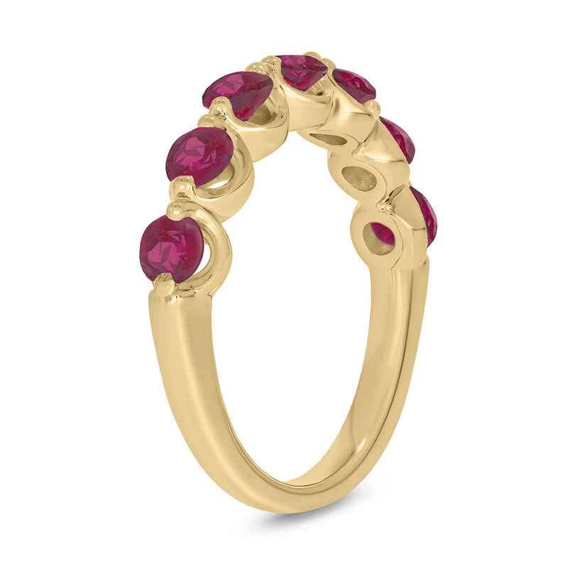 Main Image 2 of 3.5mm Lab-Created Ruby Bubbles Seven Stone Band in 10K Gold
