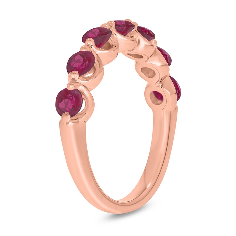 Main Image 2 of 3.5mm Lab-Created Ruby Bubbles Seven Stone Band in 10K Rose Gold