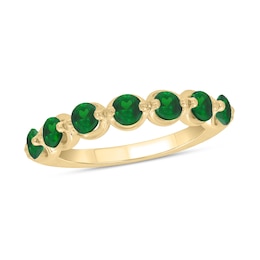 3.5mm Lab-Created Emerald Bubbles Seven Stone Band in 10K Gold