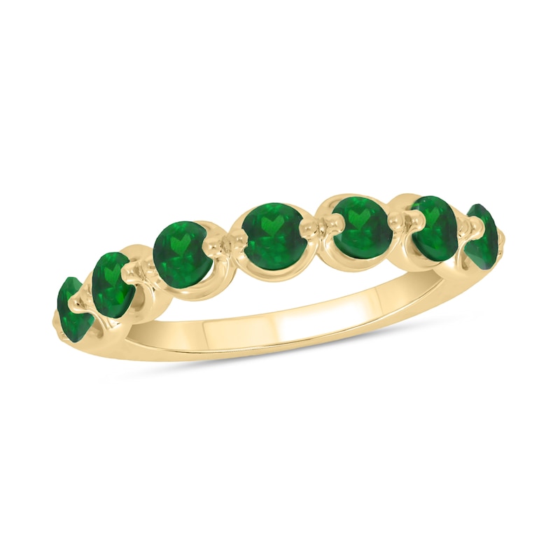 3.5mm Lab-Created Emerald Bubbles Seven Stone Band in 10K Gold | Zales ...