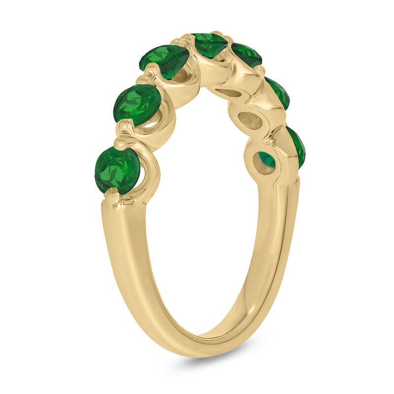 Main Image 2 of 3.5mm Lab-Created Emerald Bubbles Seven Stone Band in 10K Gold
