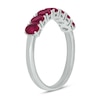 Thumbnail Image 2 of Oval Lab-Created Ruby Seven Stone Band in 10K White Gold