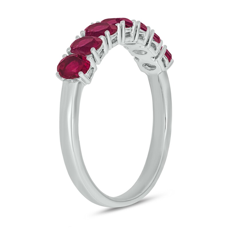Main Image 2 of Oval Lab-Created Ruby Seven Stone Band in 10K White Gold