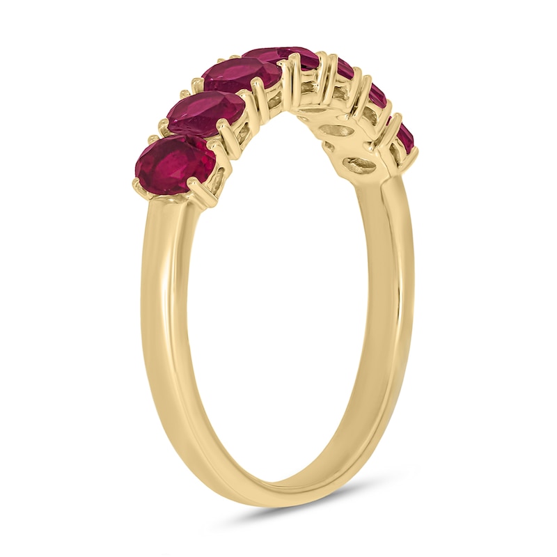 Main Image 2 of Oval Lab-Created Ruby Seven Stone Band in 10K Gold