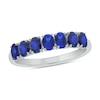 Thumbnail Image 1 of Oval Blue Lab-Created Sapphire Seven Stone Band in 10K White Gold