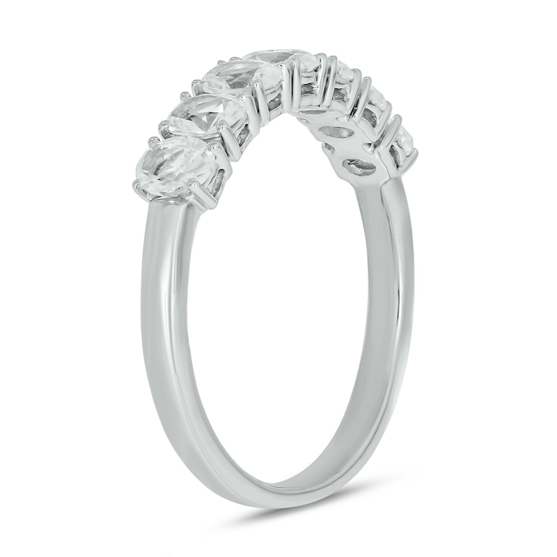 Main Image 2 of Oval White Lab-Created Sapphire Seven Stone Band in 10K White Gold