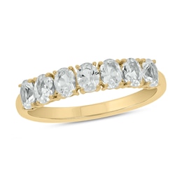 Oval White Lab-Created Sapphire Seven Stone Band in 10K Gold