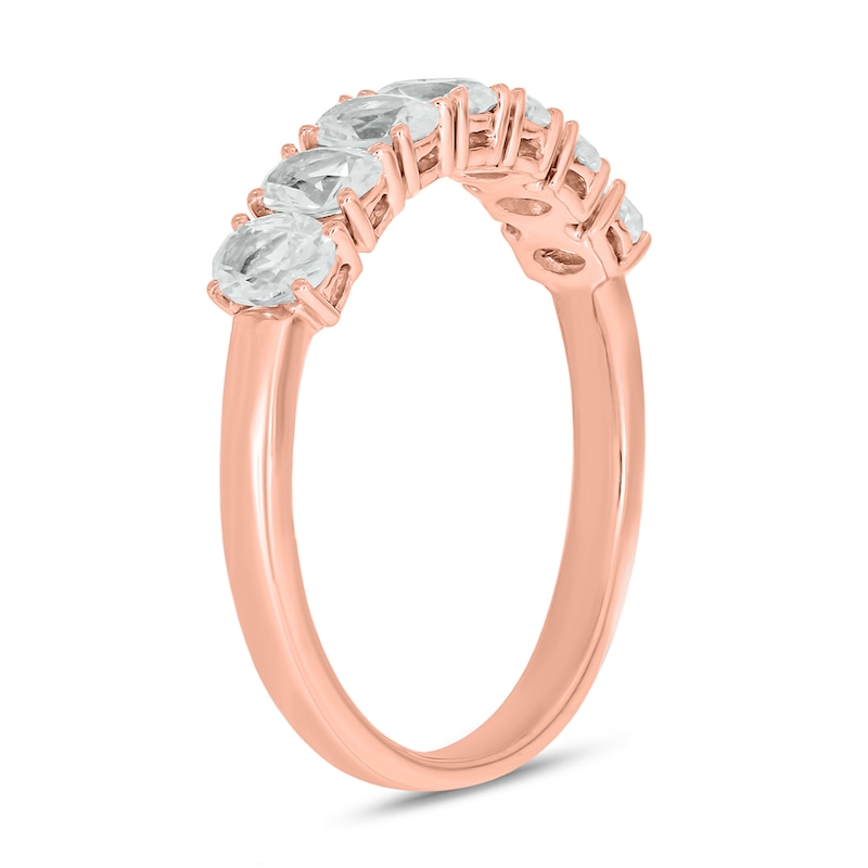 Main Image 2 of Oval White Lab-Created Sapphire Seven Stone Band in 10K Rose Gold