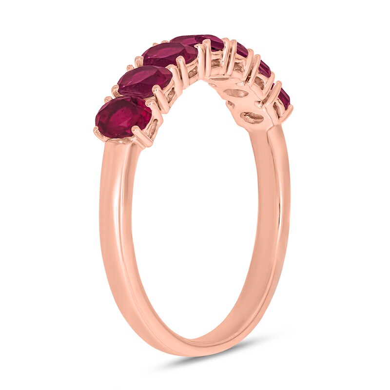 Main Image 2 of Oval Lab-Created Ruby Seven Stone Band in 10K Rose Gold