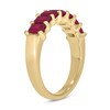 Thumbnail Image 2 of Emerald-Cut Lab-Created Ruby Tiered Seven Stone Band in 10K Gold