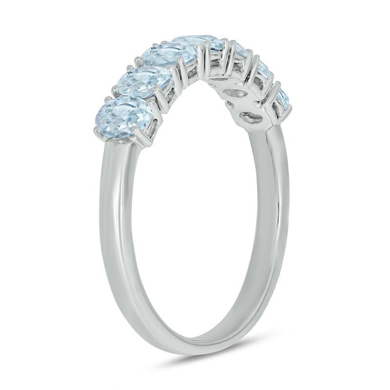 Main Image 2 of Oval Aquamarine Seven Stone Band in 10K White Gold