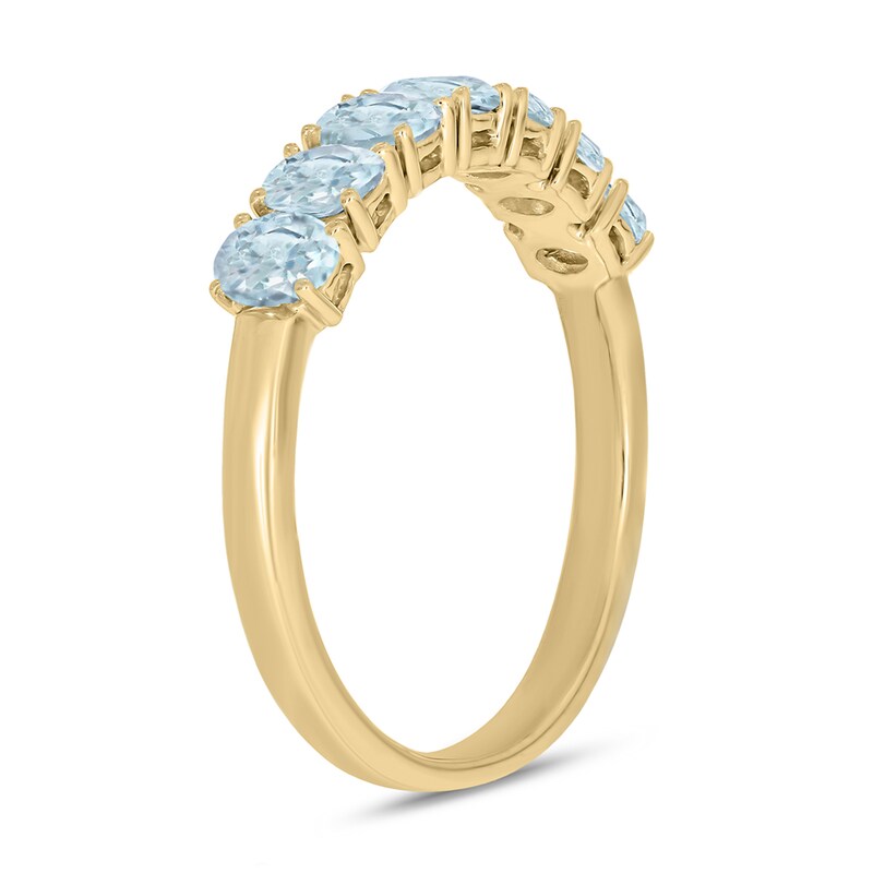Main Image 2 of Oval Aquamarine Seven Stone Band in 10K Gold