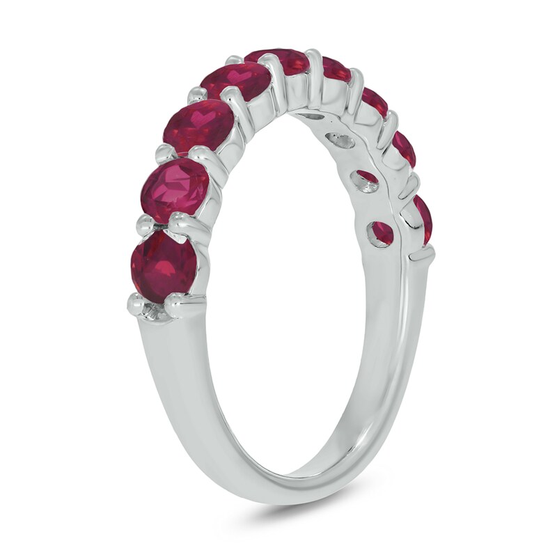 Main Image 2 of 3.5mm Lab-Created Ruby Nine Stone Band in 10K White Gold