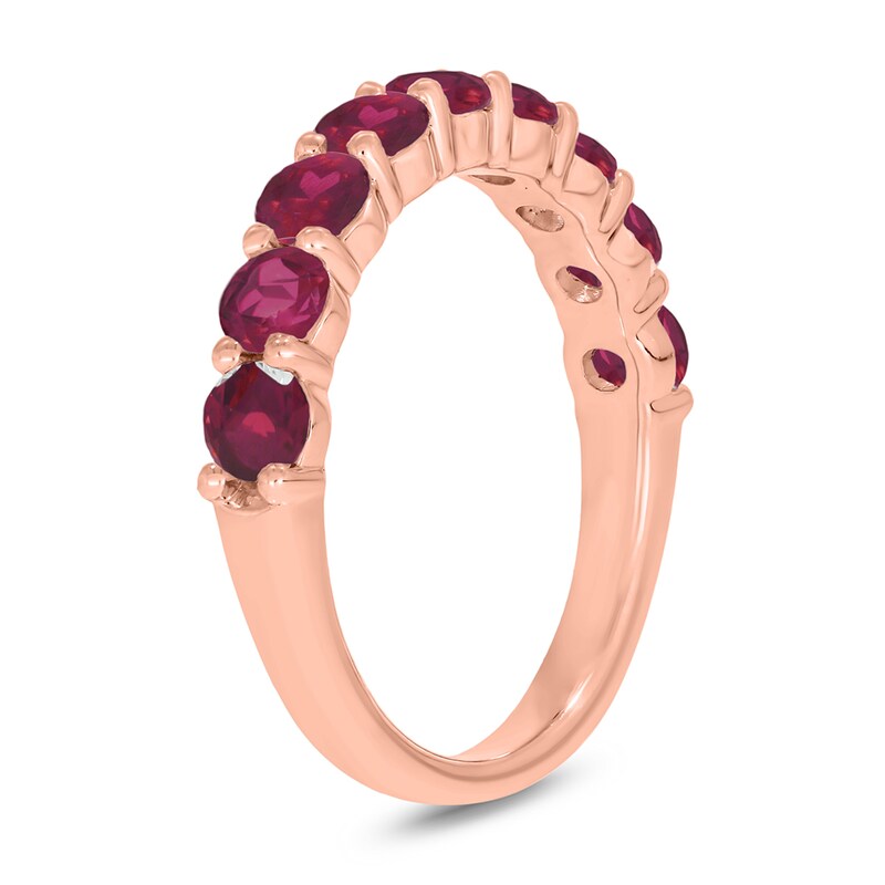 Main Image 2 of 3.5mm Lab-Created Ruby Nine Stone Band in 10K Rose Gold