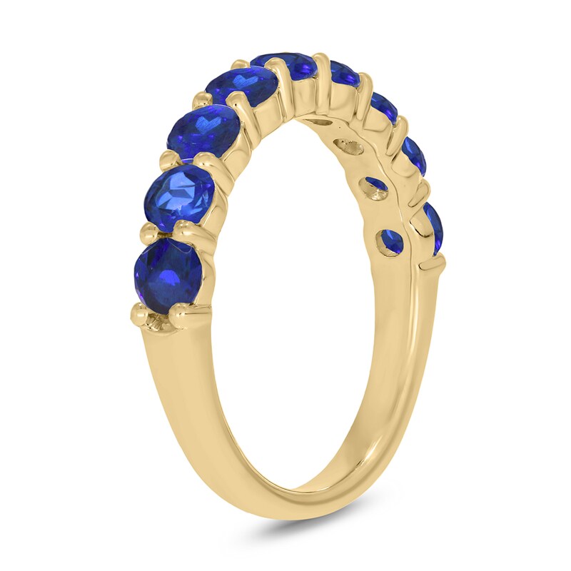 Main Image 2 of 3.5mm Blue Lab-Created Sapphire Nine Stone Band in 10K Gold