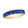 Thumbnail Image 1 of Emerald-Cut Blue Lab-Created Sapphire Nine Stone Band in 10K Gold