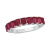 Thumbnail Image 1 of Emerald-Cut Lab-Created Ruby Nine Stone Band in 10K White Gold