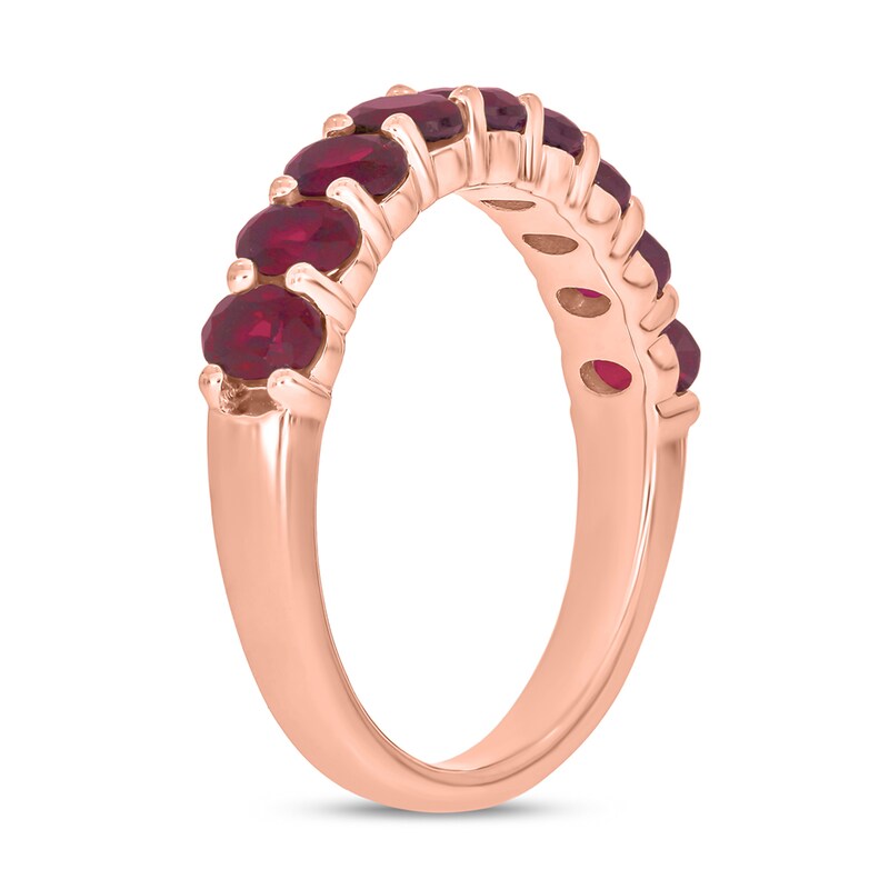 Main Image 2 of Oval Lab-Created Ruby Nine Stone Band in 10K Rose Gold