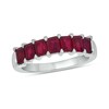 Thumbnail Image 0 of Emerald-Cut Lab-Created Ruby Tiered Seven Stone Band in 10K White Gold
