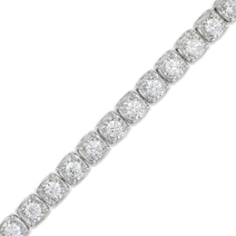 10 CT. T.W. Certified Lab-Grown Diamond Cushion Tennis-Style Bracelet in 10K White Gold (I/I1)
