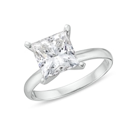 3 CT. Princess-Cut Certified Lab-Grown Diamond Solitaire Engagement Ring in 14K White Gold (I/SI2)